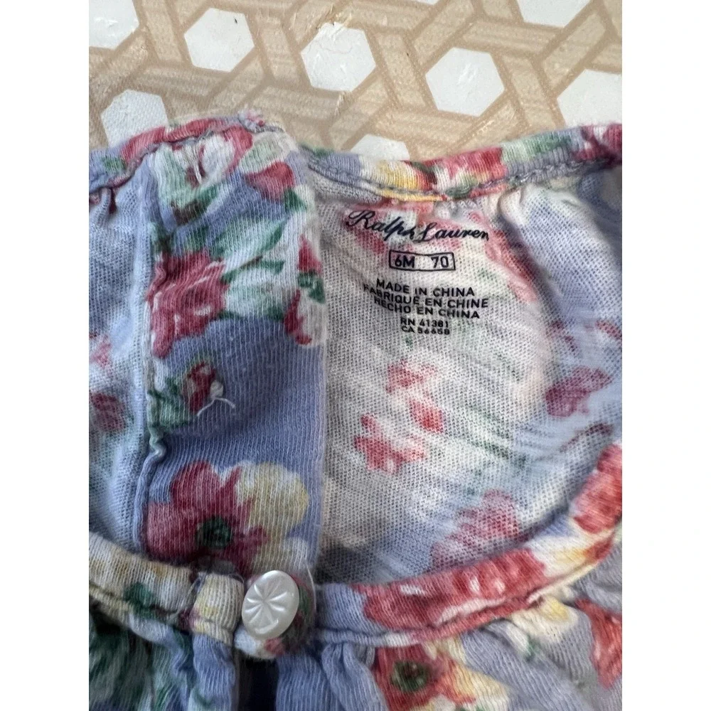 Ralph Lauren‎ Girl Sleeveless Blue Floral  Dress Size 6 months